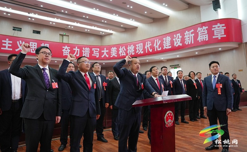 县十七届人大三次会议举行新当选人员 宪法宣誓仪式